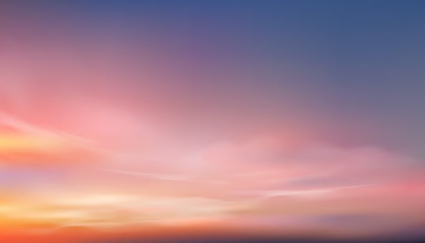 Sunset Sky Background,Sunrise with Orange,Yellow,Pink,Blue Sky,Nature Landscape Romantic Golden Hour with twilight Sky in Evening after Sun Dawn,Vector Horizon Banner Sunlight for Four Seasons concept vector