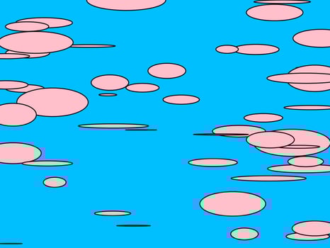 pink shapes over deep sky blue background vector