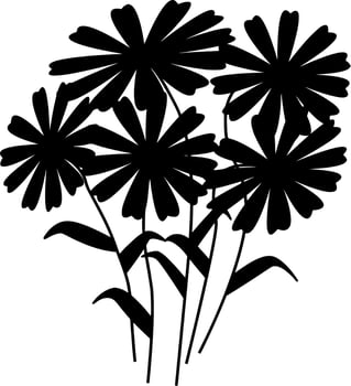 Vector silhouette of Flowers on white background
