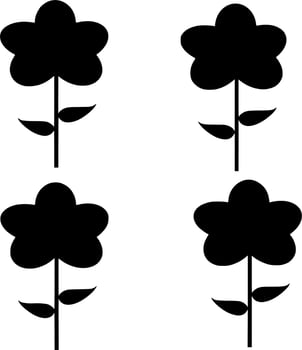 Vector silhouette of Flowers on white background