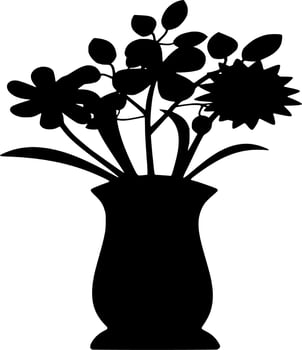 Vector silhouette of Flowers on white background