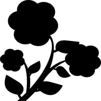 Vector silhouette of Flowers on white background