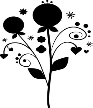 Vector silhouette of Flowers on white background