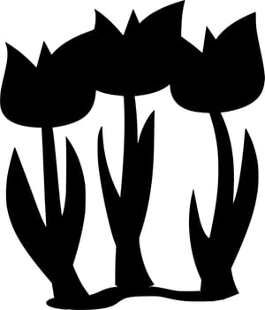 Vector silhouette of tulips on white background