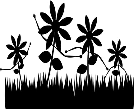 Vector silhouette of Flowers on white background