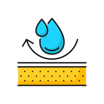 . Mattress absorb water drops, waterproof fabric vector