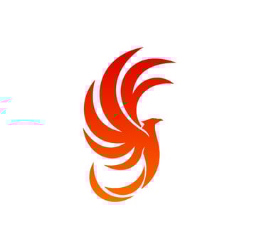 Phoenix, fairy flame bird icon or company emblem vector