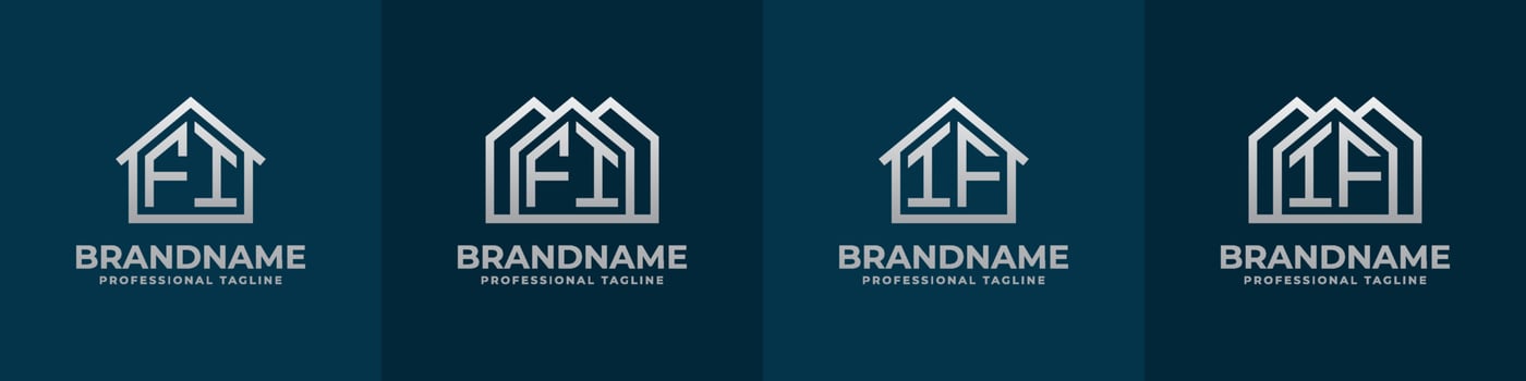 Letter FI and IF Home Logo Set. Suitable for any business related to house, real estate, construction, interior with FI or IF initials. vector