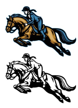 running equestrian horse mascot vector