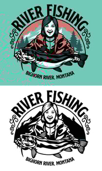 woman fishing show her big catfish vector