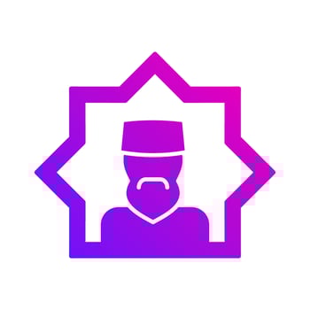 man avatar islamic gradient icon button vector illustration