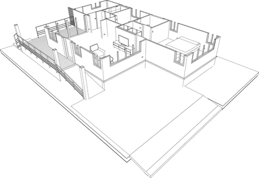 3D illustration of residential project vector