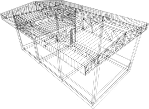 3D illustration of industrial building vector