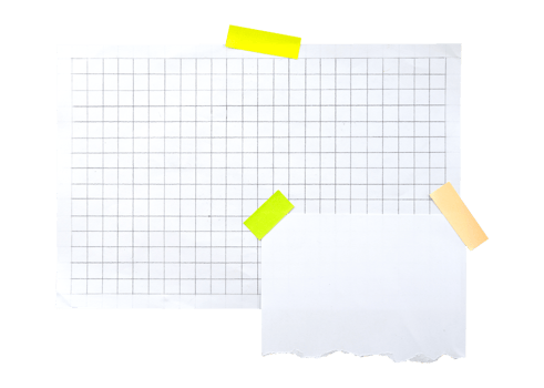 Graph paper and note ripped paper isolated png