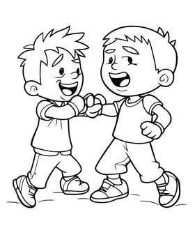 Two friends fighting vector