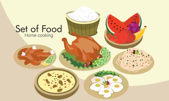 Set of asian cuisine vector