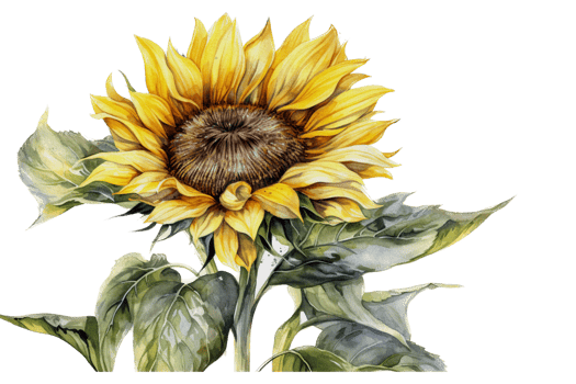Beautiful flower with leaf watercolor AI Generate png
