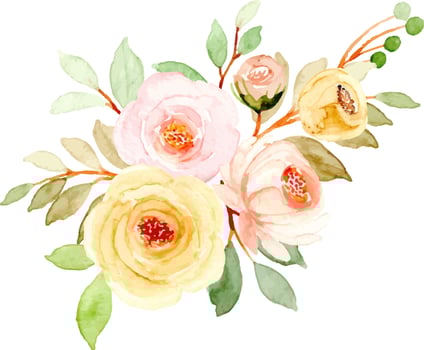 Yellow rose flower bouquet with watercolor for background, wedding, fabric, textile, greeting, card, wallpaper, banner, sticker, decoration etc. vector