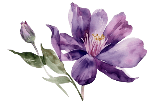 Beautiful flower with leaf watercolor AI Generate png