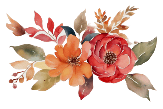 Beautiful flower with leaf watercolor AI Generate png