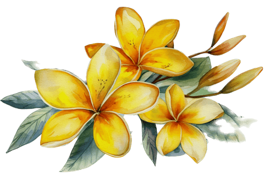 Beautiful flower with leaf watercolor AI Generate png