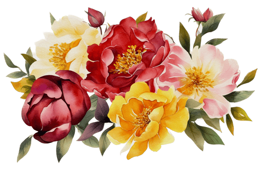 Beautiful flower with leaf watercolor AI Generate png