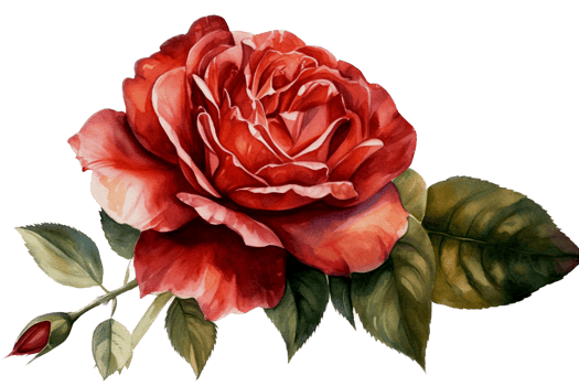 Flower with leaf watercolor AI Generate png