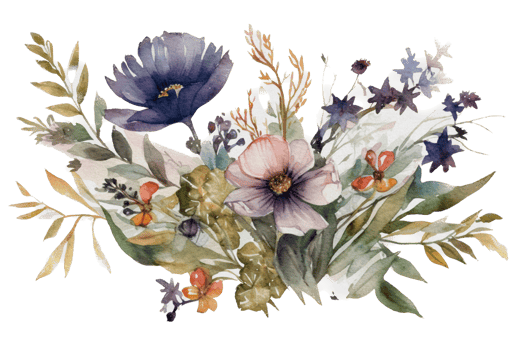 Flower with leaf watercolor AI Generate png
