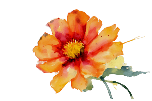 Flower with leaf watercolor AI Generate png