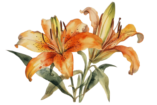 Flower with leaf watercolor AI Generate png