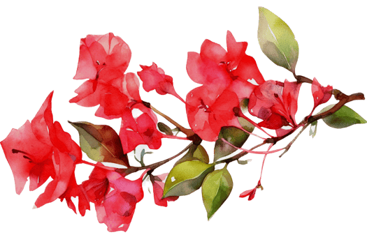 Flower with leaf watercolor AI Generate png