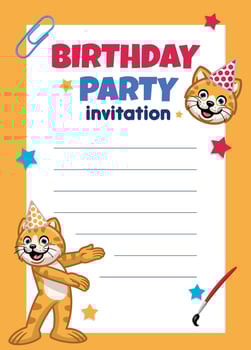 birthday invitation design with cute cat vector