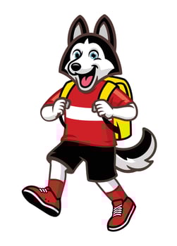 husky dog cartoon back to school vector