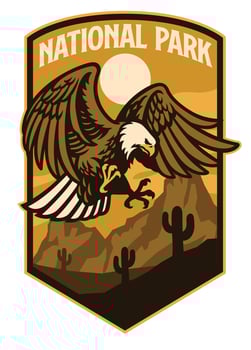 bald eagle of national park style logo vector