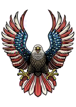 eagle of america in hand drawn style vector