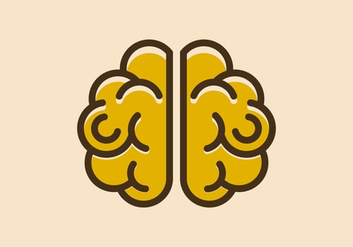 Yellow human brain design in mono line style vector