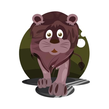 Lion walking alone vector