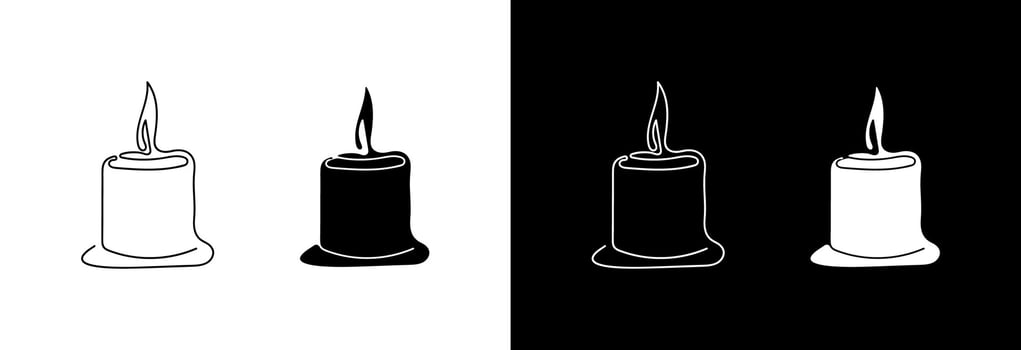 A candle in a stylish continuous line. Holiday or religious symbol. Vector icon.