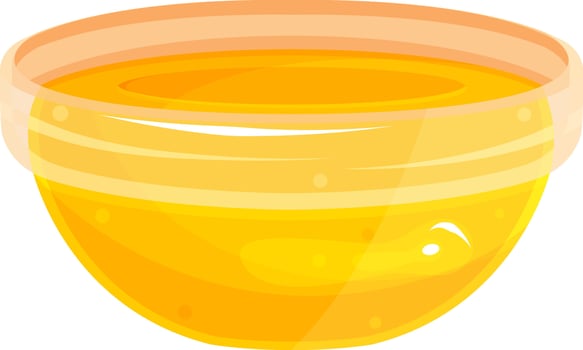 vector illustration of a saucer with honey, a small saucepan with honey, a small glass plate with honey