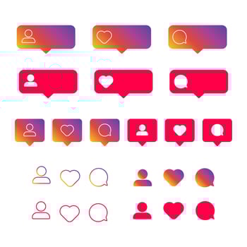 Like, comment, follower icons in the bubble. social media concept for interface. vector