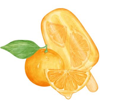 Watercolour orange fruit ice cream hand painted illustration png