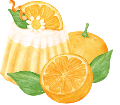 Watercolour orange fruit dessert sweet pudding hand painted illustration png