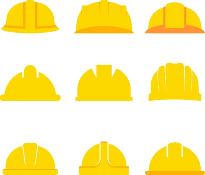 Hard hat icon set. Hard hat of labor equipment for protection. Industry safety helmet for worker, labor, builder and construction. Hard hat icon sheet vector