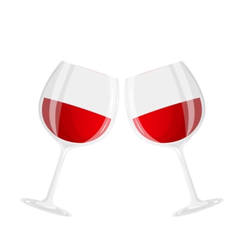 Two glass of wine. National Wine Day. Alcoholic drink. Can be used as invitation banner for wine party or as menu cover for wine bar. Vector illustration