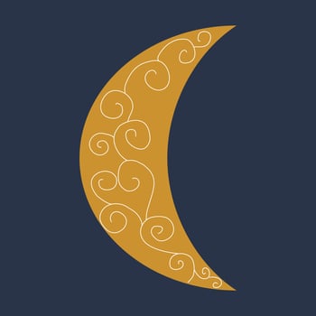 crescent with curved ornament vector