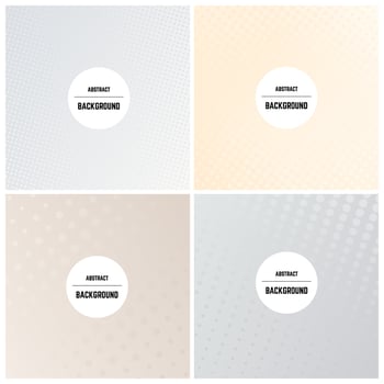 Set of four monochrome background with dots and halftone effect. Vector illustration.