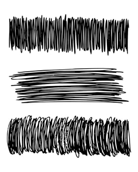 Sketch scribble smear. Set of three black pencil smears in the shape of a rectangle on white background. Great design for any purposes. Vector illustration.