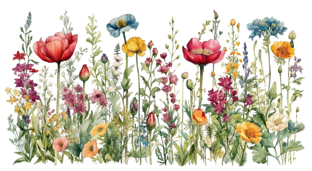 Spring flowers watercolor, png