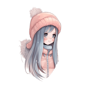 Cute girl watercolor, png