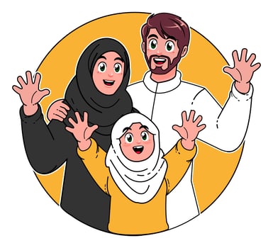 Happy Saudi Arabia family vector